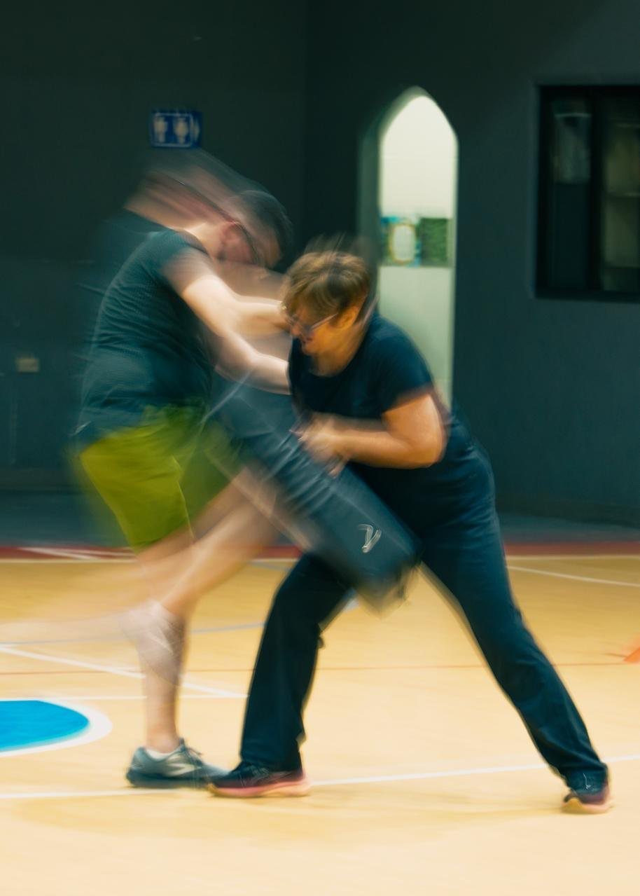 Self-defense training in motion